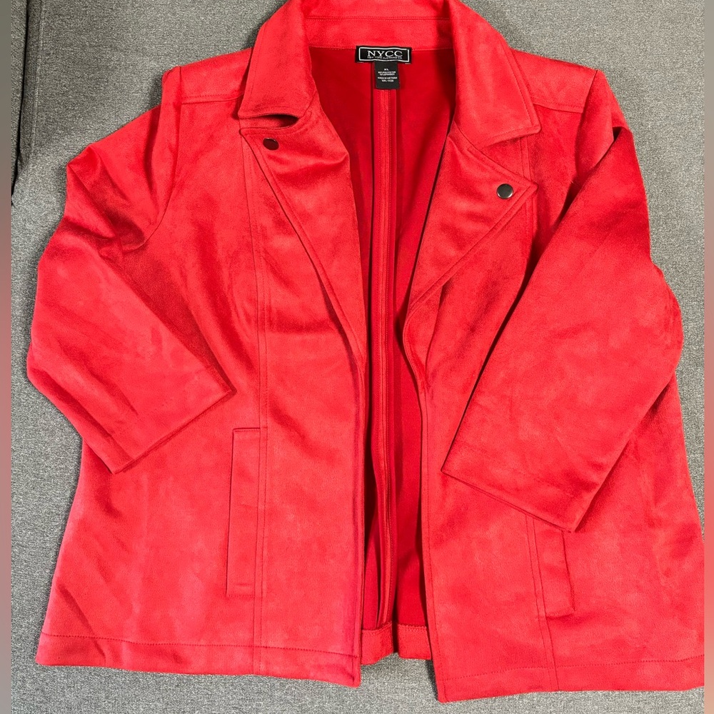 Red microsuede blazer